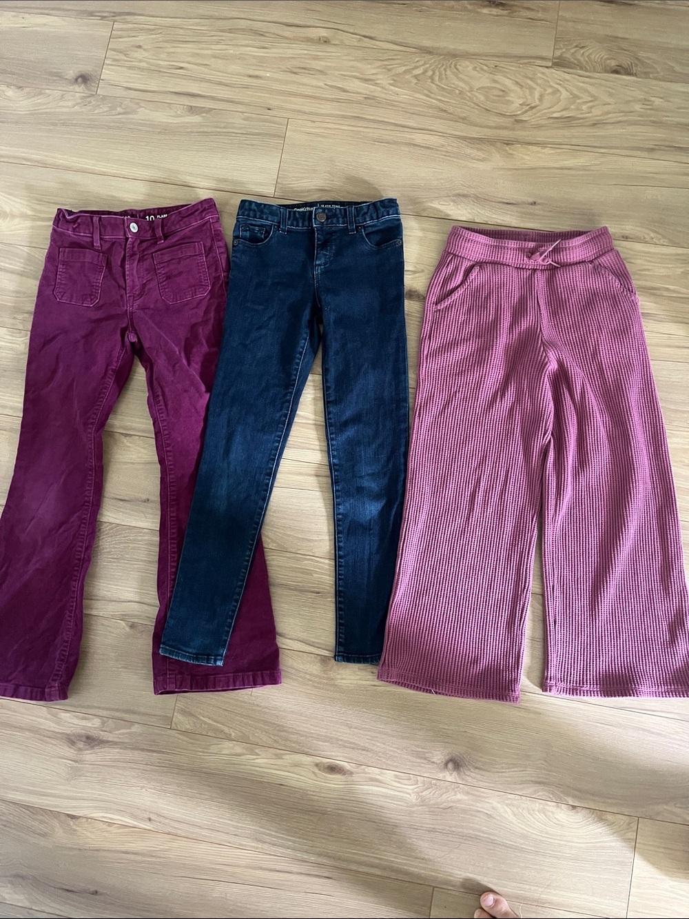 GAP Girls Mixed Pants Trio - Burgundy, Dark Blue, Pink
